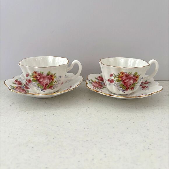 Royal Stuart Spencer Stevenson Other - Royal Stuart Spencer Stevenson Pink Floral Dainty Teacup Saucer England Set of 2
